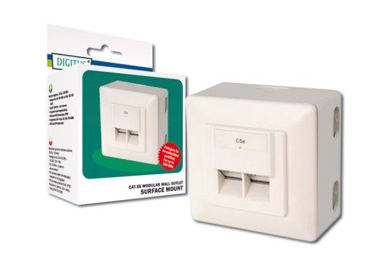 Настінна розетка DIGITUS Cat. 5e, STP, 2xRJ45, 8P8C, для зовнішньої проводки