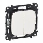 Перемикач 2-клавішний, автоматичні клеми Алюміній, Valena ALLURE