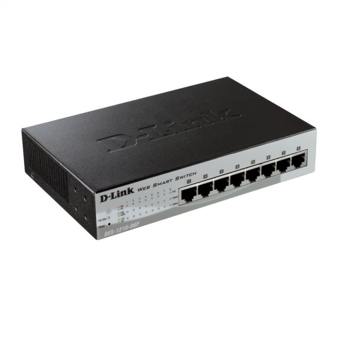Комутатор D-Link DES-1210-08P 8xFE, PoE, WebSmart