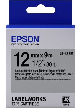 Картридж зі стрічкою Epson LK4SBM принтерів LW-300/400/400VP/700 Metallic Blk/Siv 12mm/9m
