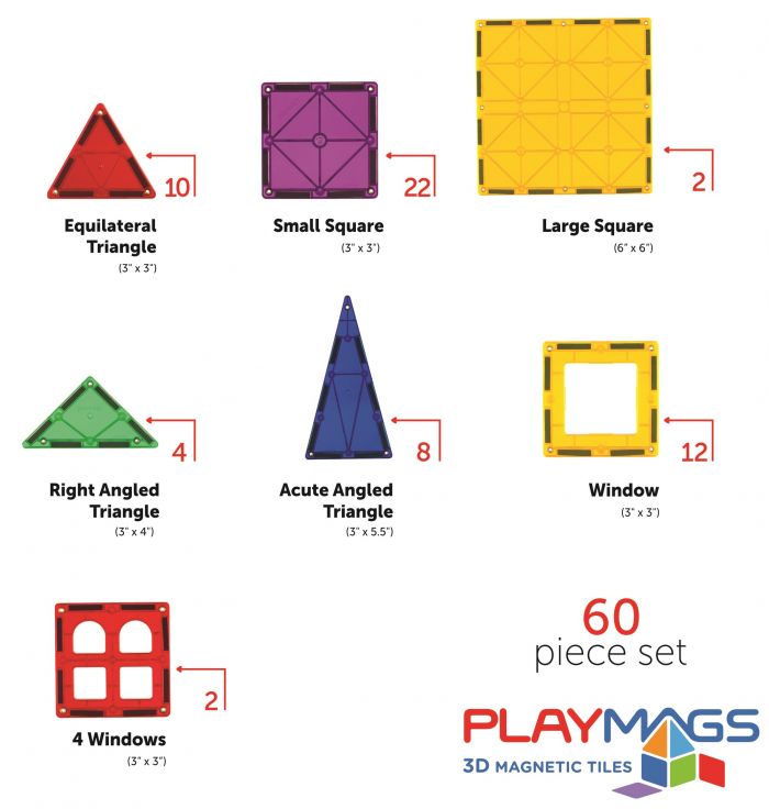 Конструктор Playmags магнітний набір 60 ел. PM158
