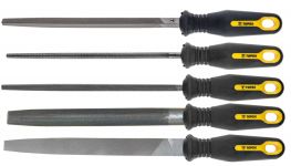 Напилки по металу TOPEX, набір 5 од., двокомпонентний тримач, 200 мм