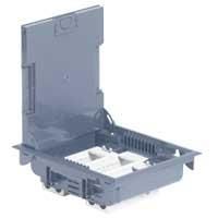 Коробка підлогова з кришкою зі сталі на 12 модулів з горизонтальним розміщенням обладнання, глибиною 75-105мм, колір сірий