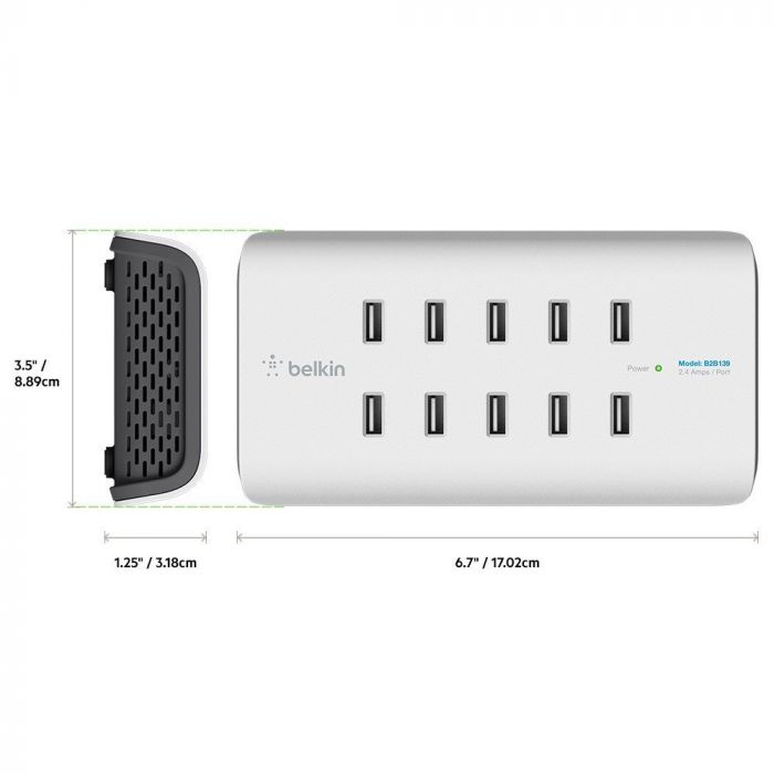 Станція для підзарядки Belkin RockStar 10 PORT USB-A CHARGER 2.4 Amp, 120W
