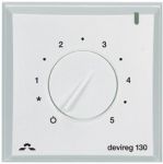Терморегулятор DEVIreg 130, (+ 5 + 45С), механічний, датчик на проводі 3м, 82 х 82мм, макс. 16A, білий