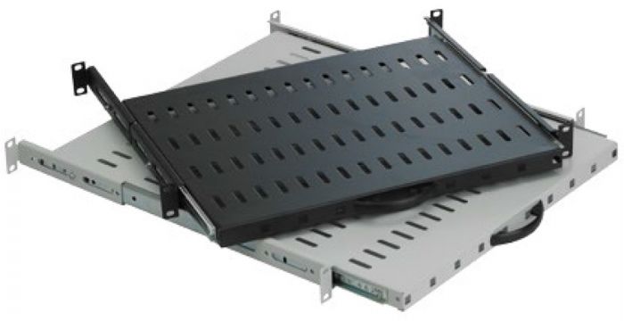 Полиця MIRSAN регульована 19" 1U 450-540,  RAL 7035