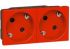 Блок розеток електричних MOSAIC Legrand 2хSchuko під кутом 45° (16А, 250В, автоматичні клеми) 4мод, червоний