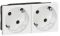 Блок розеток електричних MOSAIC Legrand 2хSchuko під кутом 45° (16А, 250В, автоматичні клеми) 4мод, білий