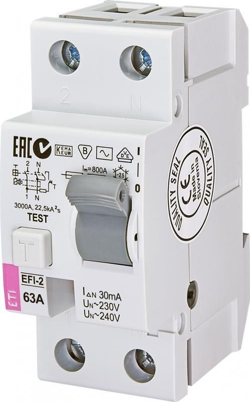 Реле диференційне (УЗО) EFI-2 63/0,03 тип AC (10kA)