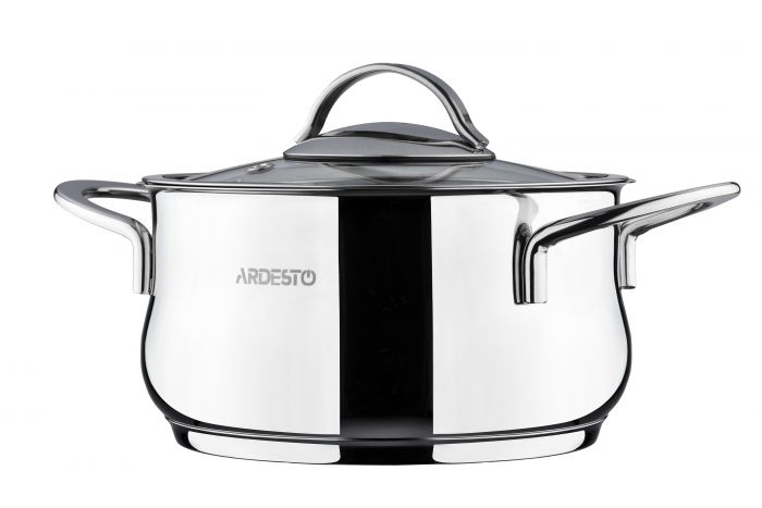 Каструля Ardesto BLACK MARS, скляна кришка, 4.3 л, нержавіюча сталь