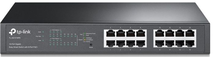 Комутатор TP-LINK TL-SG1016PE 16xGE/8xPoE+ 124.4 Вт EasySmart 13" 1U