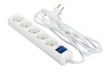 2E Мережевий фільтр 5XSchuko з вимикачем, 3G*1.0мм, 5м, white
