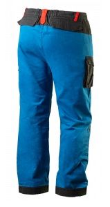 Штани робочі NEO HD+, розмір XXL (56), 275 г/м2, 100% бавовна, профільовані коліна з відсіком для наколінників, потрійні внутрішні шви, еластична конструкція пояса, міцні кишені, чорно-сині