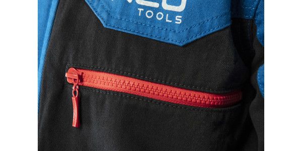 Куртка робоча NEO HD+, розмір XL (54), 275 г/м2, 100% бавовна, високий комір, регулювання манжет, комбіновані багатофункціональні кишені на блискавці та липучках, чорно-синя