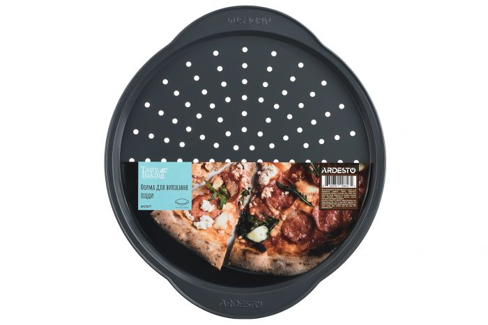 Форма для випікання Ardesto Tasty baking піци 37*33*1,8 см, сірий,голубий, вуглецева сталь