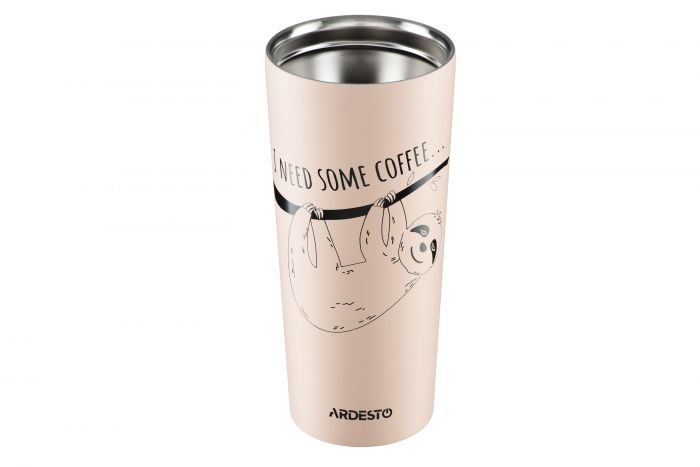 Термокухоль Ardesto Coffee time Bradypus 450 мл, беж, нержавіюча сталь
