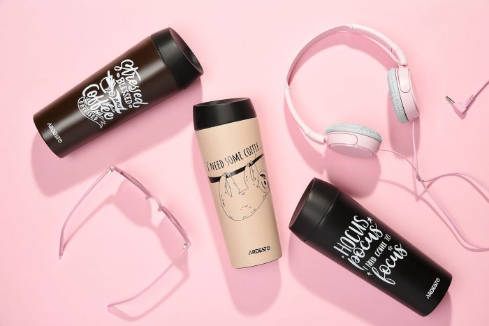 Термокухоль Ardesto Coffee time Bradypus 450 мл, беж, нержавіюча сталь