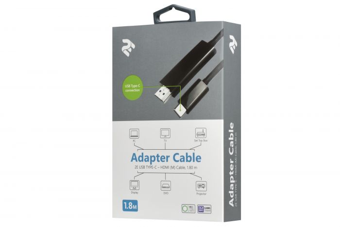Кабель 2Е Type-C - HDMI (AM/AM), black, 1.8m