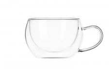 Набір чашок з ручками Ardesto з подвійними стінками, 270 мл, H 7,5 см, 2 од., боросилікатне скло