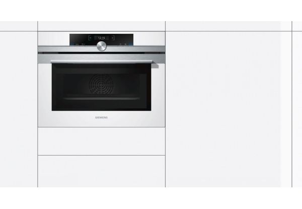 Вбудовувана електрична духова шафа с мікрохв. режимом Siemens CM633GBW1- Ш-45см/7 реж/45л./А/диспл/білий