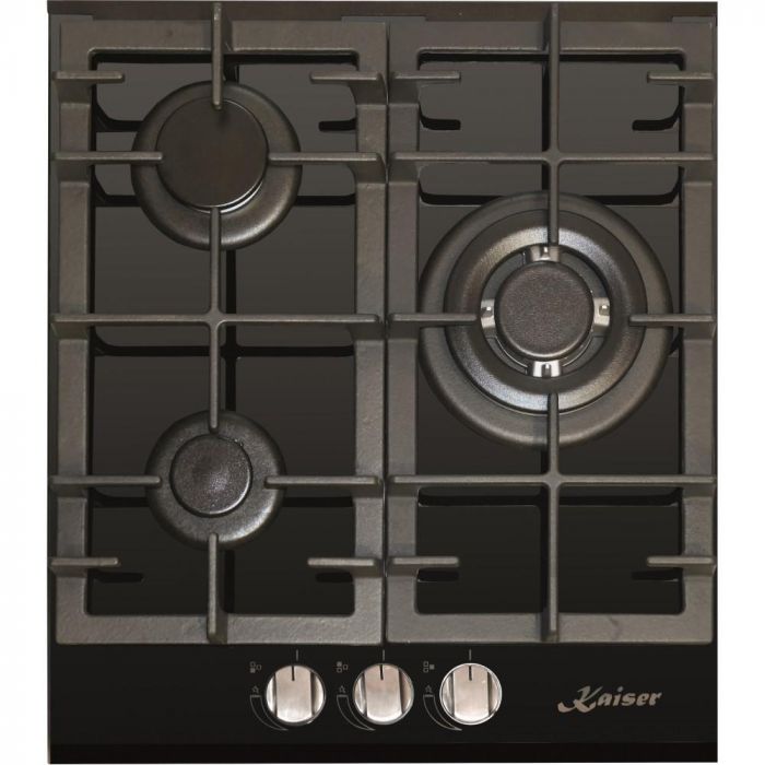 Варильна поверхня газова Kaiser KCG4384Turbo -Шx45см./3конф/скло/WOK/чугун/чорний