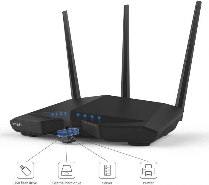 Маршрутизатор TENDA AC19 AC2100 4xGE LAN, 1xGE WAN, 1xUSB