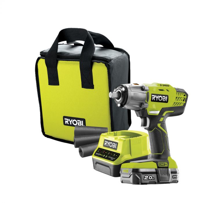 Ryobi Гайковерт ударний ONE + R18iW3-120S 18В, 1/2 '' 3-х скорост., 1x2.0 а / ч