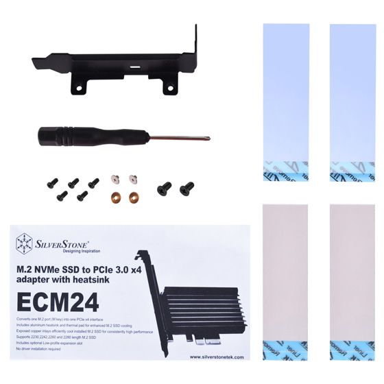 Плата-адаптер SST-ECM24 PCIe x4 для SSD m.2 NVMe 2230, 2242, 2260, 2280 Heatsink