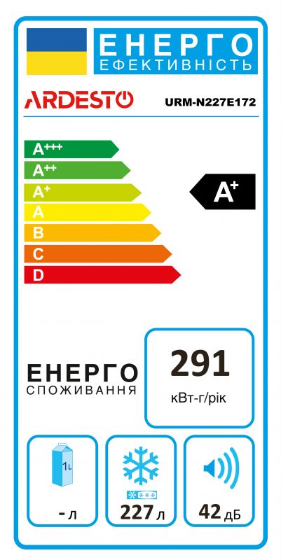 Морозильна камера ARDESTO HA URM-N227E172, Висота - 172.2см,  261л, A+, NF, Електр. Керування, Дисплей, Білий
