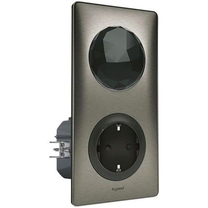 Celiane with NETATMO. Стартовий набір(Шлюз WiFi+smart-розетка 16A+вимикач "Вдома/Не вдома". Графіт