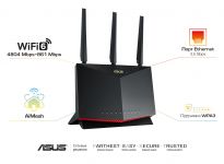Маршрутизатор ASUS RT-AX86U AX5700 4xGE LAN 1x2.5GE WAN 2xUSB3.2 MU-MIMO OFDMA MESH