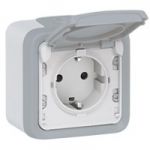 Plexo Legrand Розетка 2К +3 - німецький стандарт - з гвинтовими зажимами - сірий - 16 A - 250 В