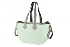 Сумка Nuvita MyMia м'ятний корпус/сіра підкладка /сірі шкіряні ручки, бокові фіксатори, ремені на візок