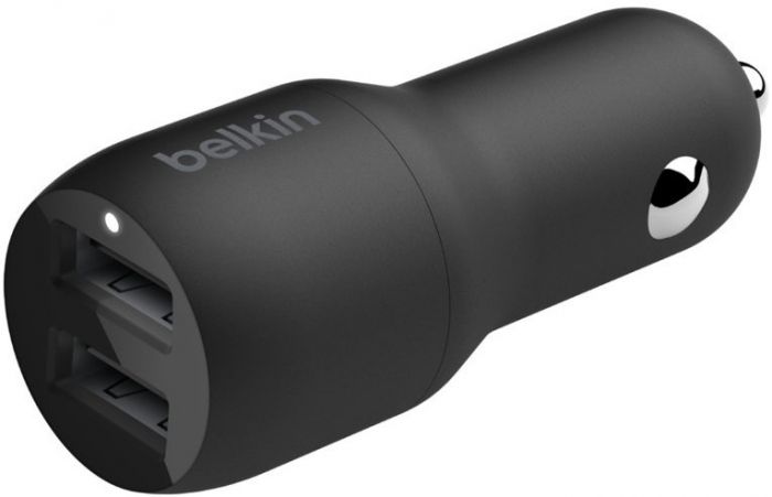 Зарядний пристрій автомобільний Belkin 24Вт 2хUSB-A, кабель USB-A > MicroUSB, 1м, чорний