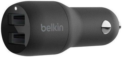 Зарядний пристрій автомобільний Belkin 24Вт 2хUSB-A, кабель USB-A > MicroUSB, 1м, чорний