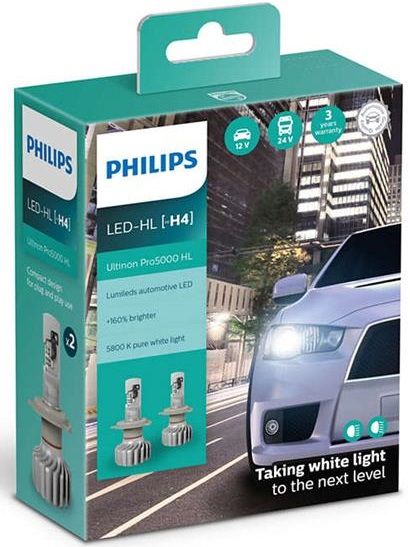 Лампа світлодіодна Philips H4 Ultinon Pro5000 +160%, 2 шт/комплект