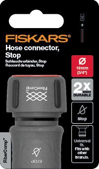 Fiskars Коннектор для шланга 19мм (3/4") c автостопом, FiberComp