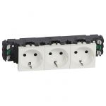 Блок розеток електричних MOSAIC Legrand 3хSchuko стандарт (16А, 250В, автоматичні клеми) 6мод, білий, в короб