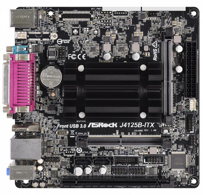 Материнcька плата ASRock J4125B-ITX CPU Quad-Core (2.7Hz) 2xDDR4 SO-DIMM HDMI-VGA COM+LPT (!) mITX