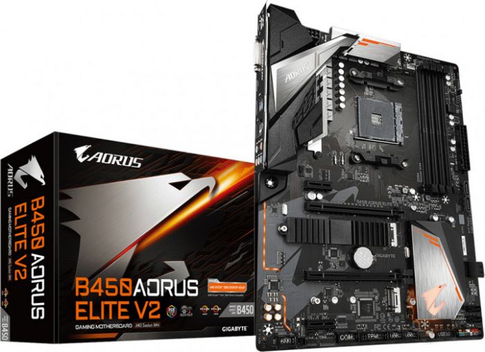 Материнська плата GIGABYTE B450 AORUS ELITE V2 sAM4 B450 4xDDR4 M.2 HDMI-DVI ATX