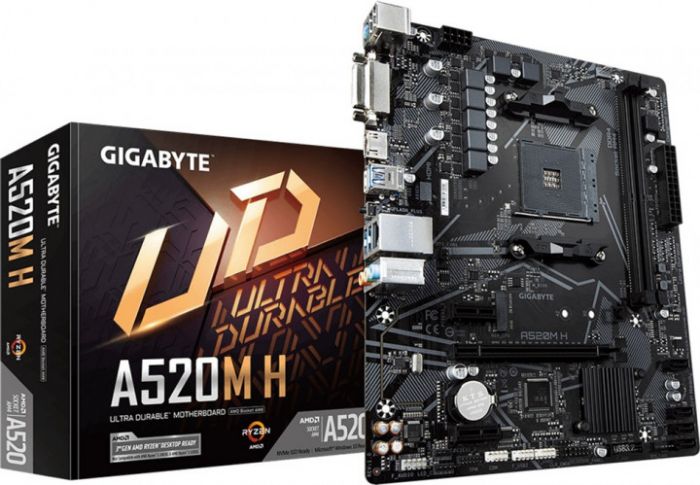 Материнська плата GIGABYTE A520M H sAM4 A520 2xDDR4 M.2 HDMI-DVI mATX