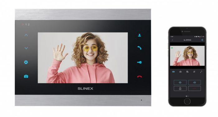 Відеодомофон Slinex SL-07IPHD, IPS 7", детектор руху, переадресація, сріблястий чорний
