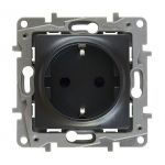 Розетка 1-а З/К внутр. зі шторками Etika антрацит