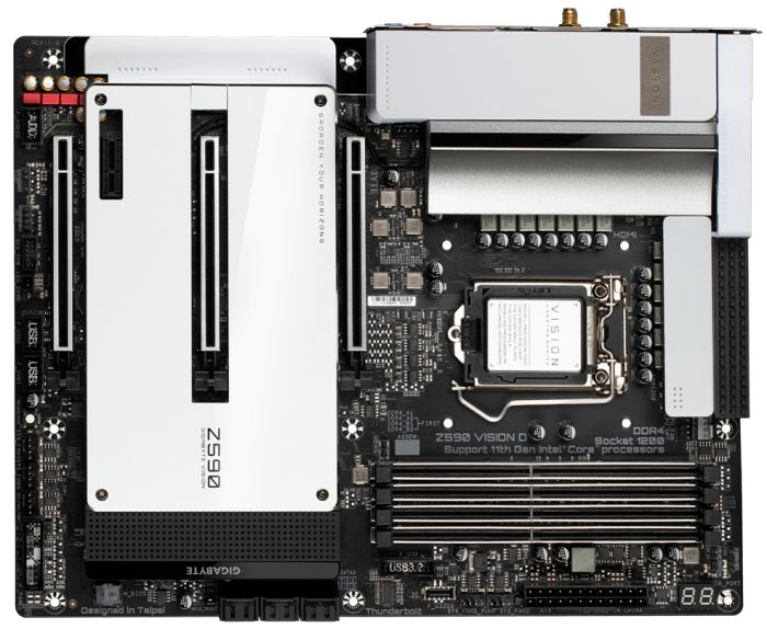 Материнська плата GIGABYTE Z590 VISION D s1200 Z590 4xDDR4 M.2 Wi-Fi!!!BT HDMI-DP 2xThunderbolt 2.5GbE LAN SPDIF ATX