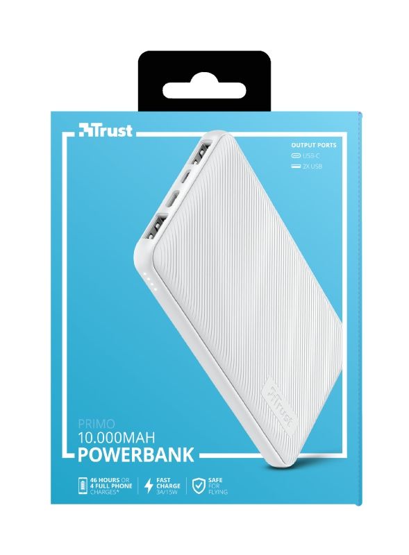 Портативний зарядний пристрій Trust Primo 10000 mAh White