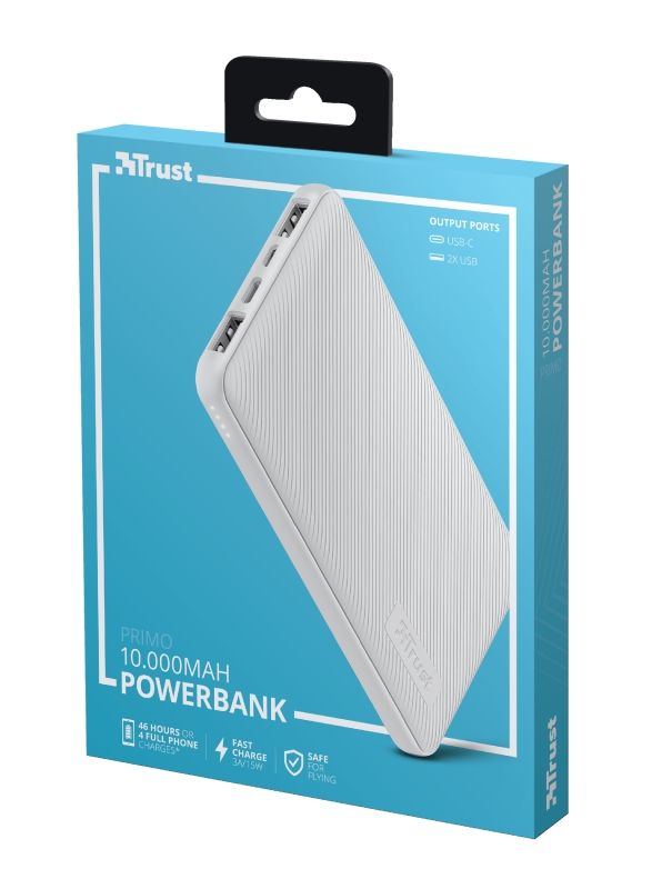 Портативний зарядний пристрій Trust Primo 10000 mAh White