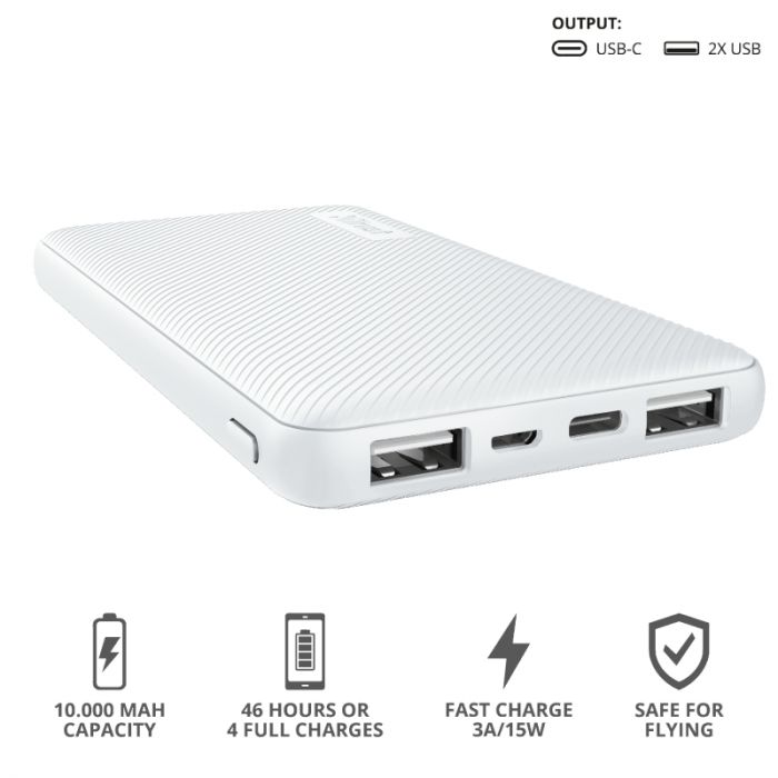 Портативний зарядний пристрій Trust Primo 10000 mAh White
