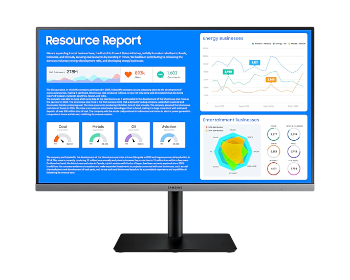 Монітор LCD 27" Samsung S27R650F D-Sub, HDMI, DP, USB, ІPS, 75Hz, Pivot