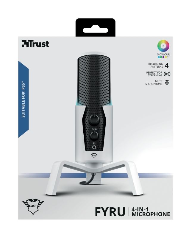 Мікрофон для ПК Trust GXT 258W Fyru USB 4-in-1 PS5 Compatible White