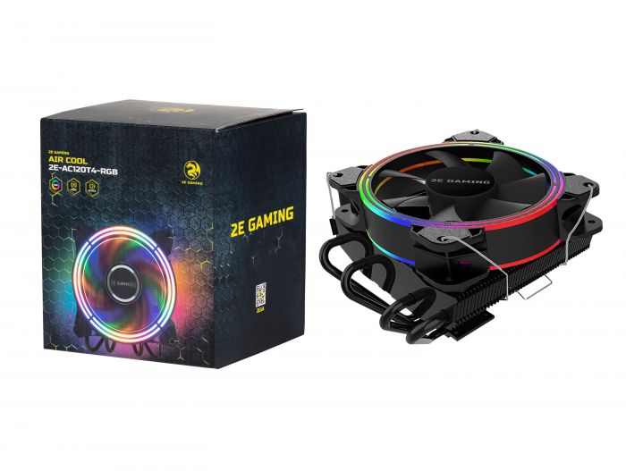 Процесорний кулер 2E GAMING AIR COOL (AC120T4) RGB,775,115X,1366, FM1,FM2,AM2,AM2+,AM3,AM3+,AM4, 120мм, 2510-4 pin, TDP 130W